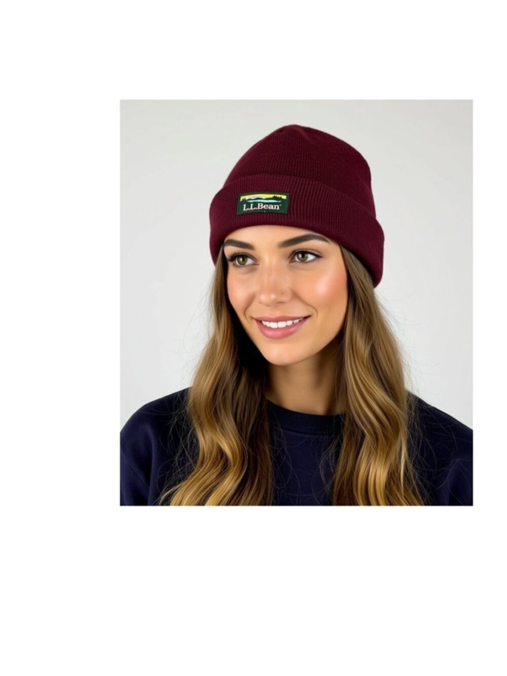 L.L. Bean Unisex Ribbed Cuff Beanie - Burgundy (B38)